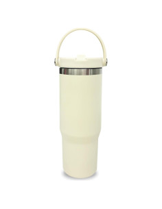 Taza de 30 oz FunTrans Doble Pared Aislada con Popote Crema