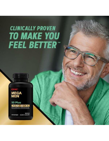 GNC Mega Men 50 Plus Multivitaminas 120 Comprimidos Salud Corazón