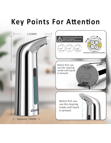 Dispensador de Jabón Automático Greatmay 400ml con Sensor Infrarrojo