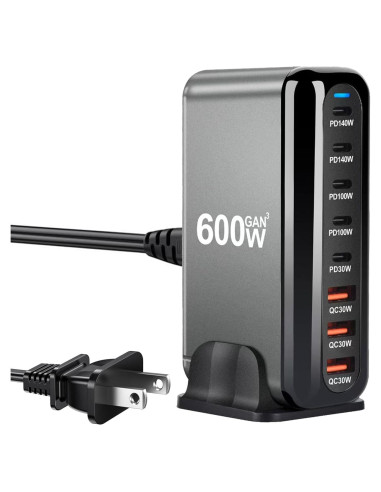 Cargador USB-C 600W NXPGKEA 8 Puertos Carga Rápida