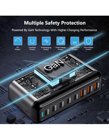 Cargador USB-C 600W NXPGKEA 8 Puertos Carga Rápida