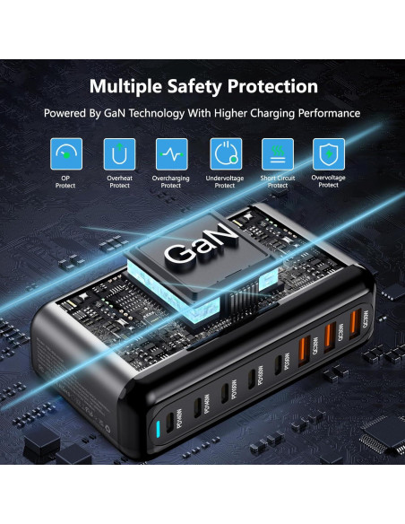 Cargador USB-C 600W NXPGKEA 8 Puertos Carga Rápida