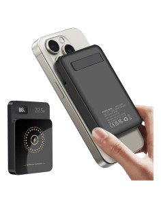 Banco de Energía 10000mAh 22.5W Carga Inalámbrica Magnética Negro