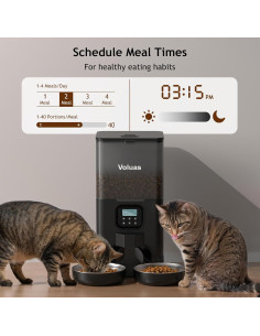 Dispensador Automático de Comida para Gatos Voluas 6L Doble 2