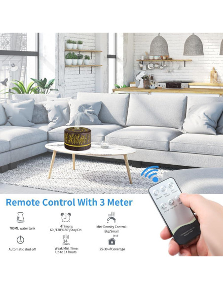 Difusor de Aromaterapia YONGYAO 500ml Ultrasónico Gris Difusor de Aromaterapia YONGYAO 500ml Ultrasónico Gris