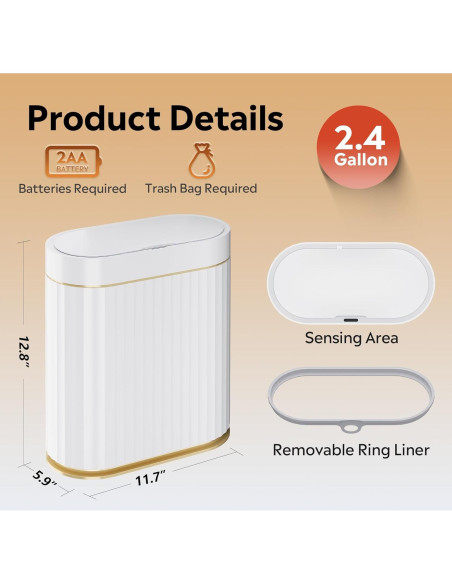 Cubo de Basura Automático WLIVE 9L con Sensor de Movimiento