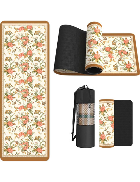 Esterilla de Yoga FOLAI 6mm Antideslizante Floral - 183x61cm