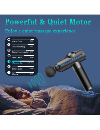 Pistola de Masaje ZEOEZHBI Eléctrica 20 Velocidades LED Gris