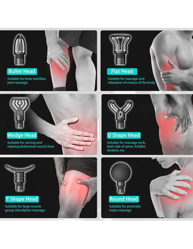 Pistola de Masaje ZEOEZHBI Eléctrica 20 Velocidades LED Gris