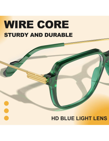 Gafas Bloqueo Luz Azul VISOONE Ryan Cuadradas TR90 Verde