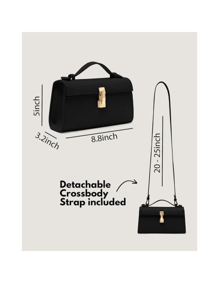 Bolso de Mano para Mujeres - Cuero PU Negro - 3 en 1