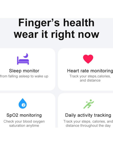 Anillo Inteligente ASHATA Fitness Monitoreo Sueño y Temperatura