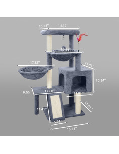 Árbol para Gatos Tuaoeef 93.98cm con Hamacas y Postes para Rascar 2