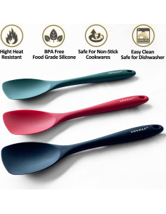 Juego de Cucharas Espátula de Silicona VOVOLY 3 Piezas Negras 2