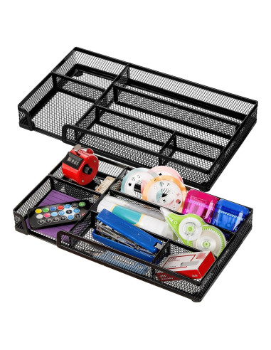 Organizadores de Cajón de Escritorio Noamus - 2 Piezas, Malla Metálica