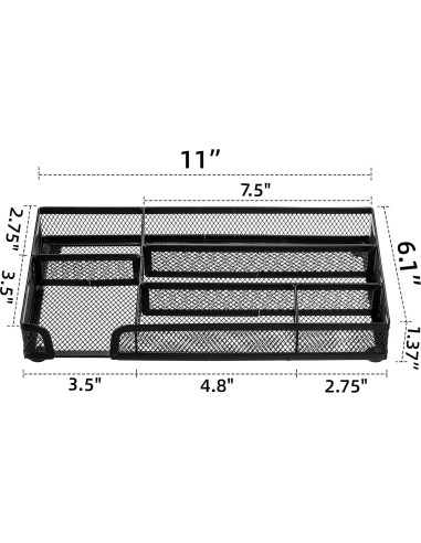 Organizadores de Cajón de Escritorio Noamus - 2 Piezas, Malla Metálica