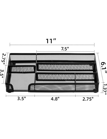 Organizadores de Cajón de Escritorio Noamus - 2 Piezas, Malla Metálica