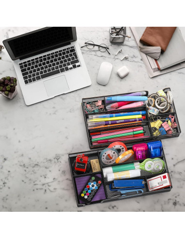 Organizadores de Cajón de Escritorio Noamus - 2 Piezas, Malla Metálica