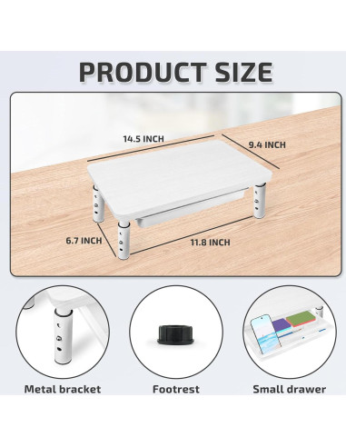 Soporte para Monitor BEHEY Ajustable Blanco 36.83 cm Ergonómico