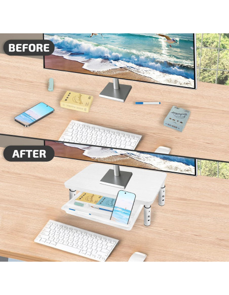 Soporte para Monitor BEHEY Ajustable Blanco 36.83 cm Ergonómico