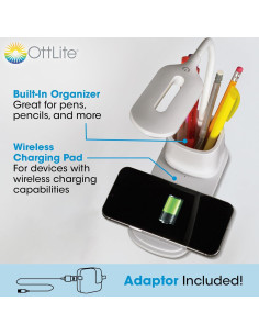 Lámpara de Escritorio LED OttLite con Carga Inalámbrica 3 Modos 2