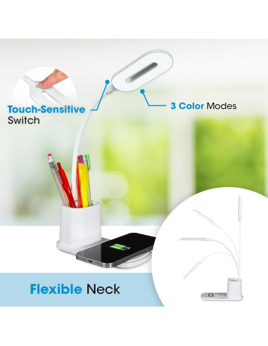 Lámpara de Escritorio LED OttLite con Carga Inalámbrica 3 Modos