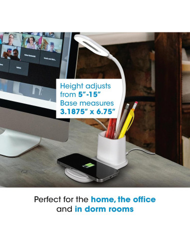 Lámpara de Escritorio LED OttLite con Carga Inalámbrica 3 Modos