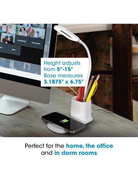 Lámpara de Escritorio LED OttLite con Carga Inalámbrica 3 Modos
