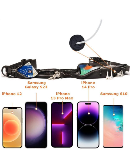 Cinturón de Correr Karma Gear Negro con 3 Bolsillos RFID Cinturón de Correr Karma Gear Negro con 3 Bolsillos RFID