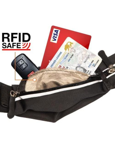 Cinturón de Correr Karma Gear Negro con 3 Bolsillos RFID