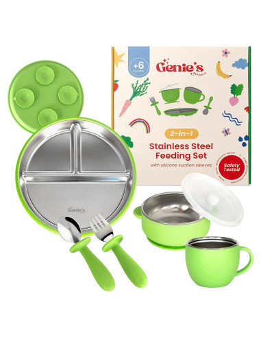 Juego de Platos y Cuencos de Acero Inoxidable Genie's Republic 5 Piezas