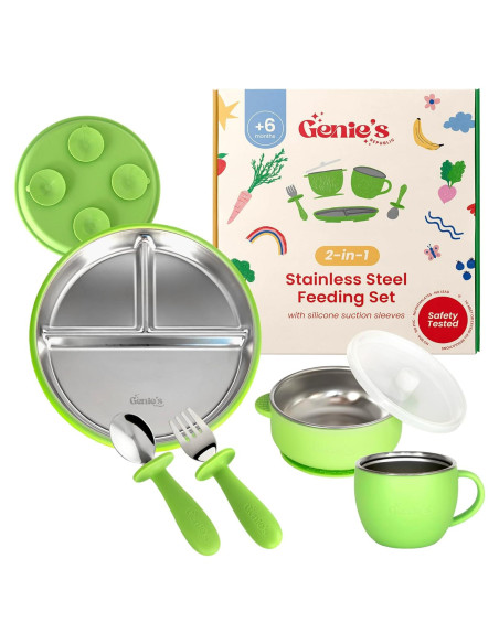 Juego de Platos y Cuencos de Acero Inoxidable Genie's Republic 5 Piezas