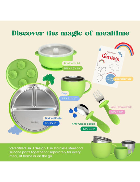 Juego de Platos y Cuencos de Acero Inoxidable Genie's Republic 5 Piezas