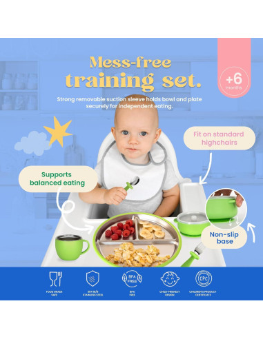 Juego de Platos y Cuencos de Acero Inoxidable Genie's Republic 5 Piezas