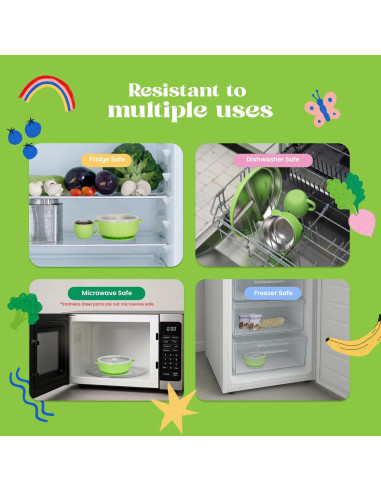 Juego de Platos y Cuencos de Acero Inoxidable Genie's Republic 5 Piezas