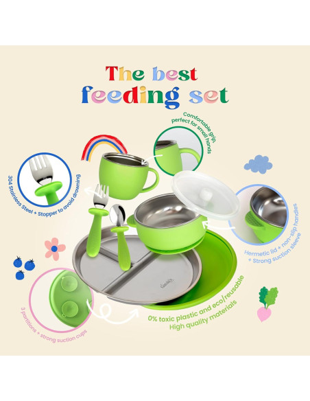 Juego de Platos y Cuencos de Acero Inoxidable Genie's Republic 5 Piezas