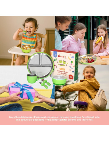 Juego de Platos y Cuencos de Acero Inoxidable Genie's Republic 5 Piezas