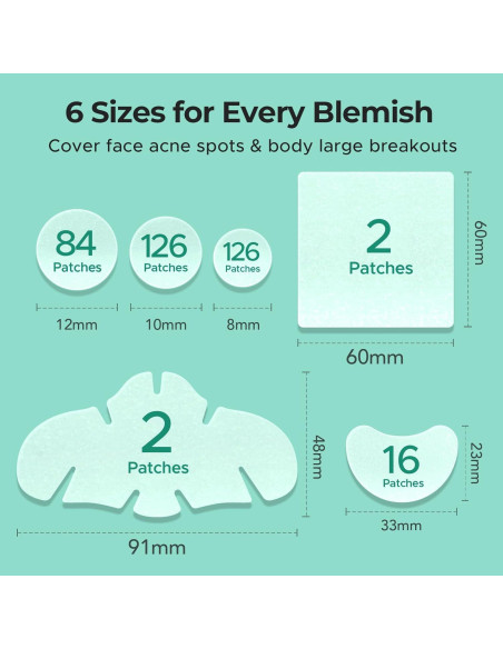 Parches para Acné TKTK Hidrocoloide 356 Unidades 6 Tamaños Parches para Acné TKTK Hidrocoloide 356 Unidades 6 Tamaños