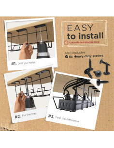 Bandeja organizadora de cables Scandinavian Hub 30cm - Negro 2