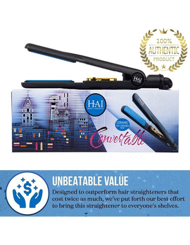 Plancha de Cerámica HAI C-001C Azul Clásico 2 en 1 con 5 Temperaturas