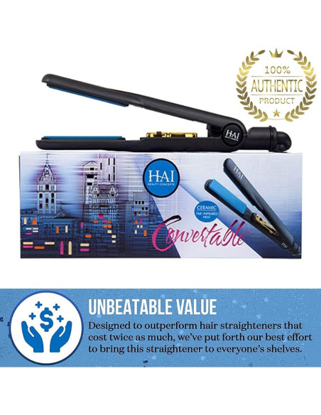 Plancha de Cerámica HAI C-001C Azul Clásico 2 en 1 con 5 Temperaturas