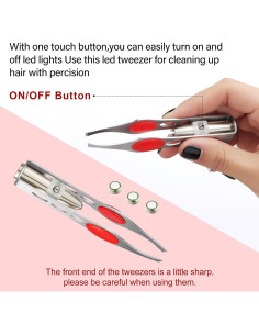 Pinzas de Acero Inoxidable Tatuo con LED - 6 Piezas 2