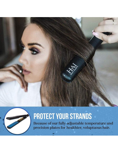 Plancha de Cerámica HAI C-001C Azul Clásico 2 en 1 con 5 Temperaturas