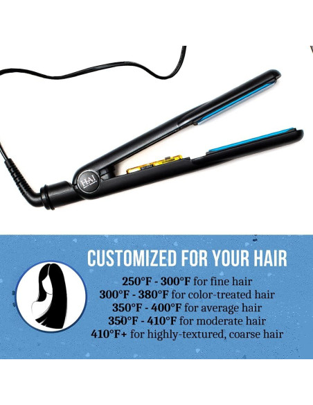 Plancha de Cerámica HAI C-001C Azul Clásico 2 en 1 con 5 Temperaturas