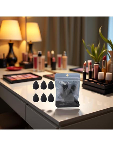 Conjunto de 6 Esponjas de Maquillaje Mini Negras Jinshining
