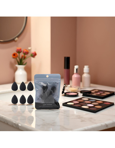 Conjunto de 6 Esponjas de Maquillaje Mini Negras Jinshining