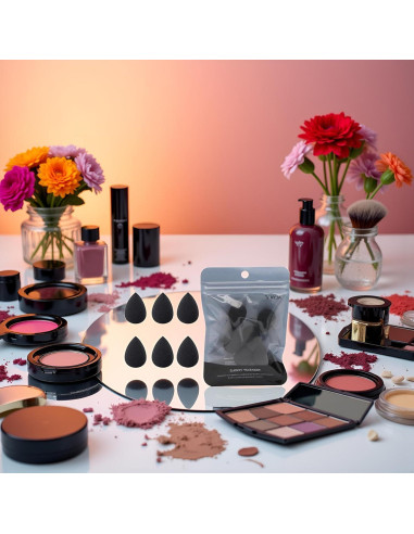 Conjunto de 6 Esponjas de Maquillaje Mini Negras Jinshining