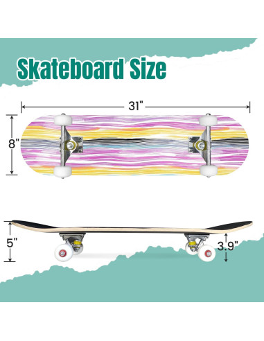 Patineta Completa UHMLTCRBOD 31" x 8" 7 Capas Arce Doble Kick