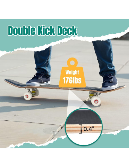 Patineta Completa UHMLTCRBOD 31" x 8" 7 Capas Arce Doble Kick