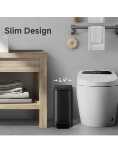 Cubo de Basura Slim TIPGO 6L con Tapa Suave y Pedal - Negro Mate 2